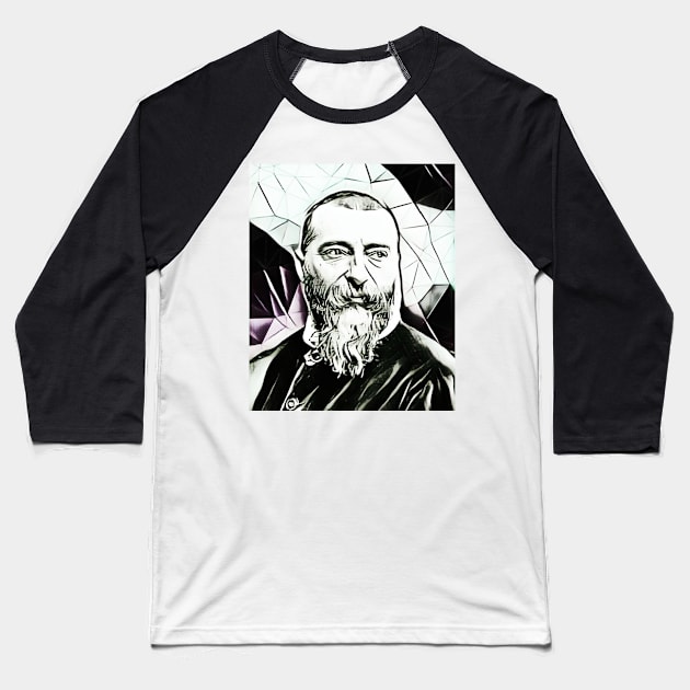 Jean-Baptiste Alphonse Karr Black and White Portrait | Jean-Baptiste Alphonse Karr Artwork 3 Baseball T-Shirt by JustLit